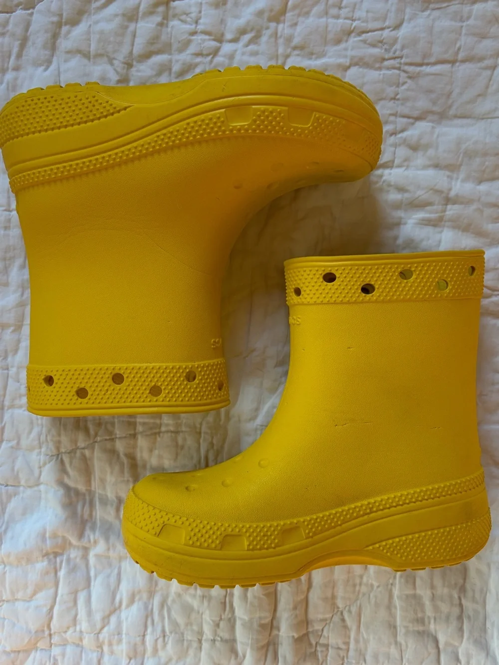Kids Yellow Waterproof Crocs Rain Boots